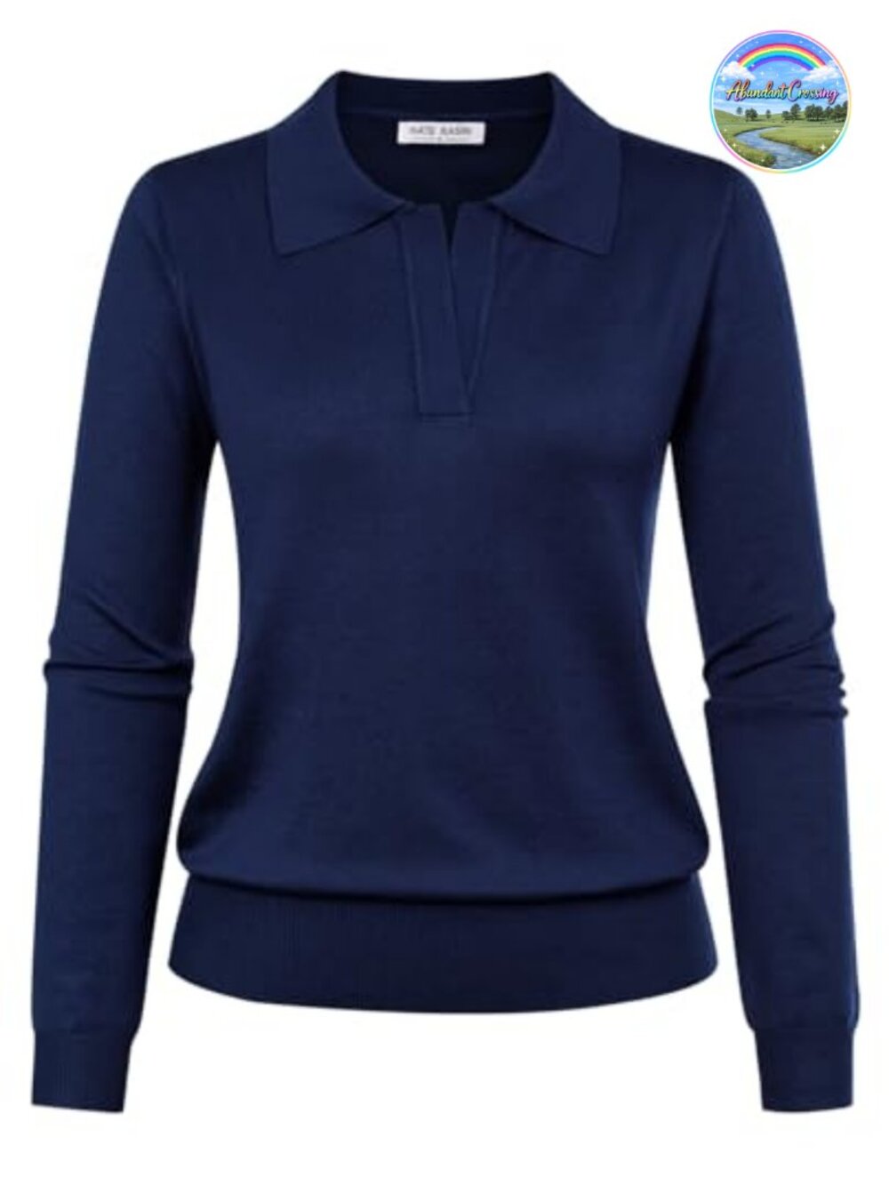 Long Sleeve V-Neck Casual Ribbed Knit Polo Sweater Pullover